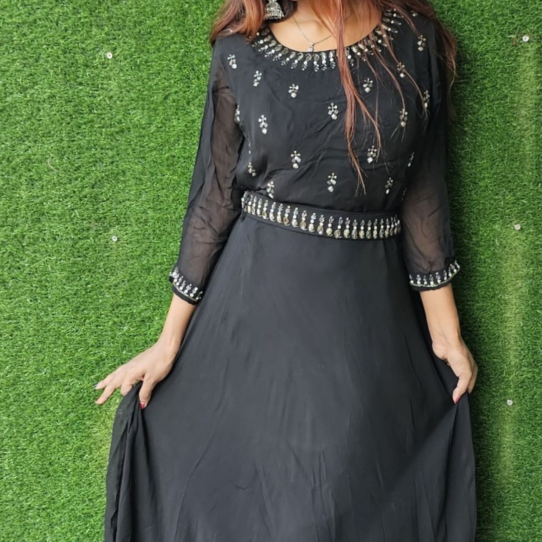 Black Gown with Stone Work