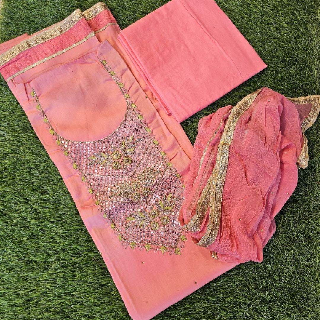Charming Pink Cotton Suit
