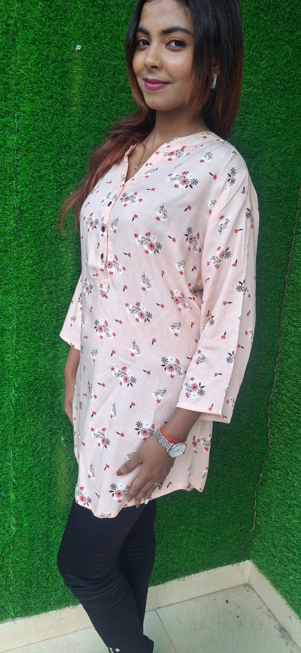 Peach Shirt for women, stylish buttons shirt