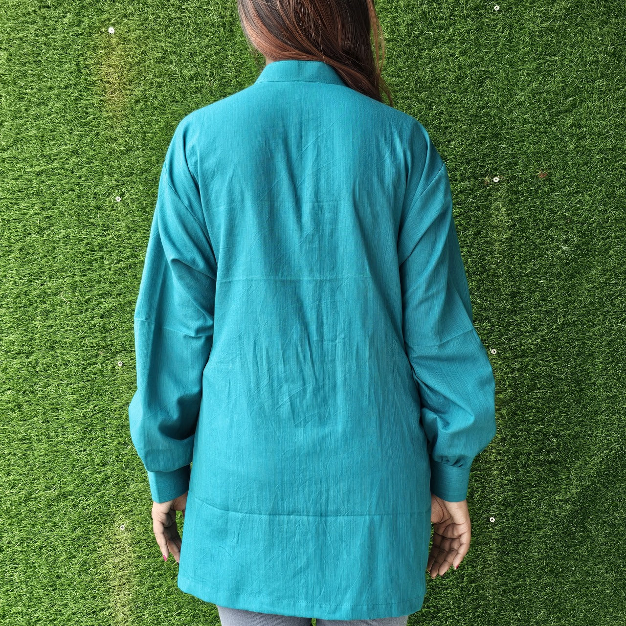 Blue Chinese Collar Shirt, for Beautiful ladies and office wear,regular wear and more.....